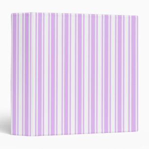 Lilac purple and white candy stripes 3 ring binder