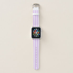 Lilac purple and white candy stripes apple watch band