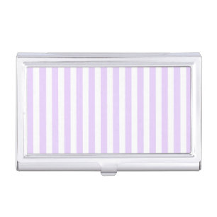 Lilac purple and white candy stripes business card case