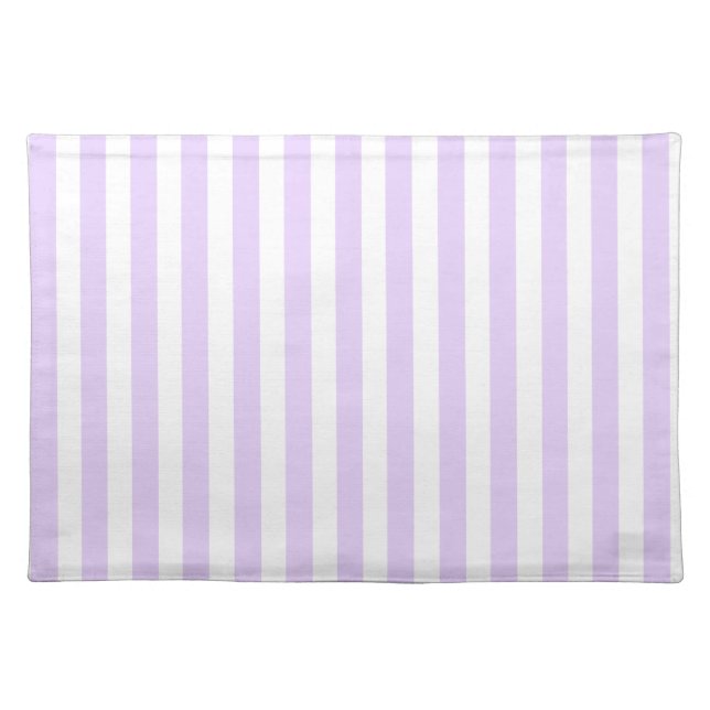Lilac purple and white candy stripes cloth placemat (Front)