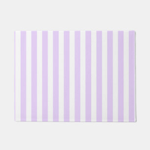 Lilac purple and white candy stripes doormat