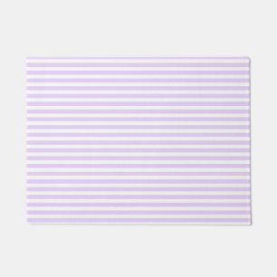 Lilac purple and white candy stripes doormat