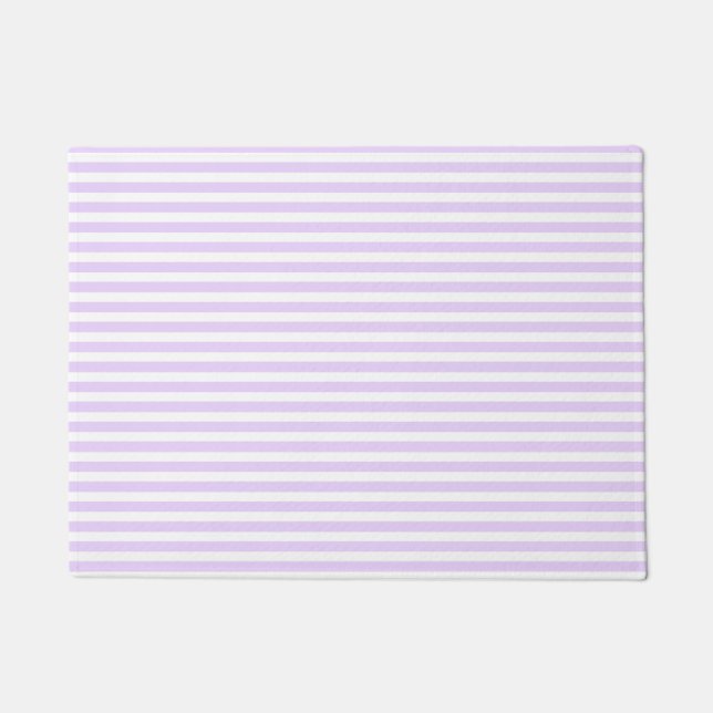 Lilac purple and white candy stripes doormat (Front)