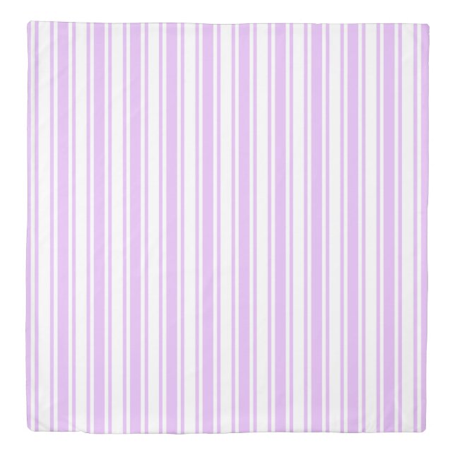 Lilac purple and white candy stripes duvet cover (Front)