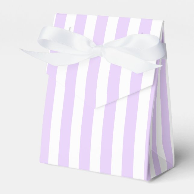 Lilac purple and white candy stripes favor boxes (Front Side)