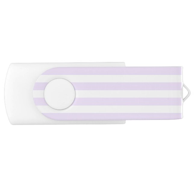 Lilac purple and white candy stripes flash drive (Front)