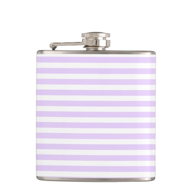 Lilac purple and white candy stripes flask (Front)