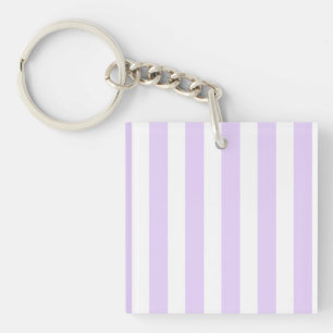 Lilac purple and white candy stripes keychain