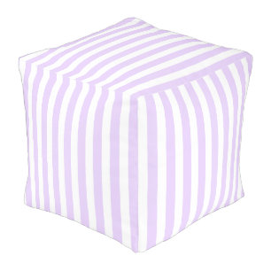 Lilac purple and white candy stripes pouf