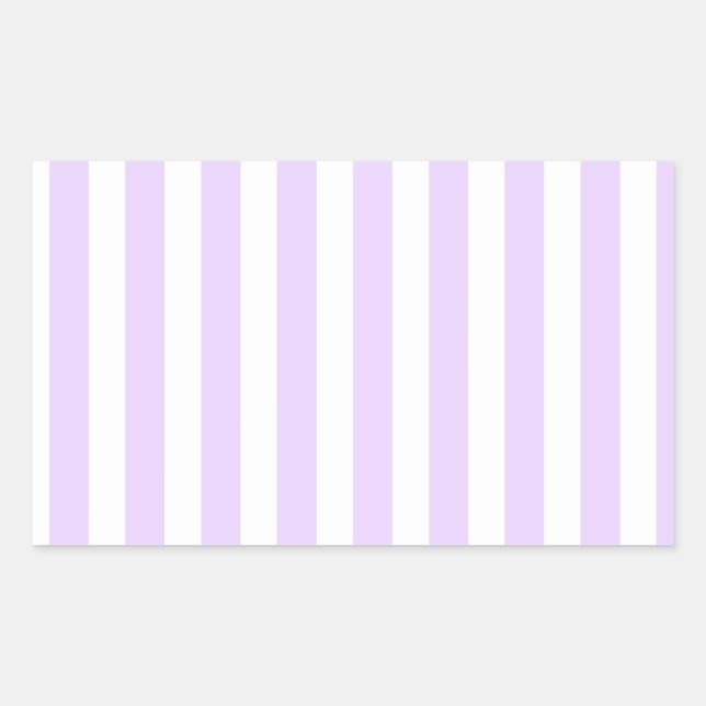 Lilac purple and white candy stripes rectangular sticker (Front)