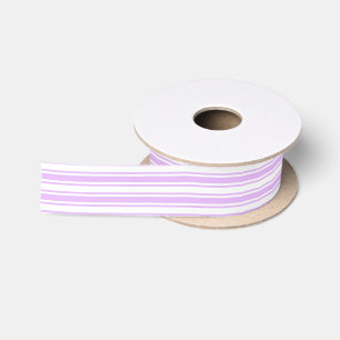Lilac purple and white candy stripes satin ribbon