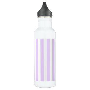 Lilac purple and white candy stripes stainless steel water bottle