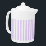 Lilac purple and white candy stripes teapot<br><div class="desc">Lilac purple and white candy stripes</div>