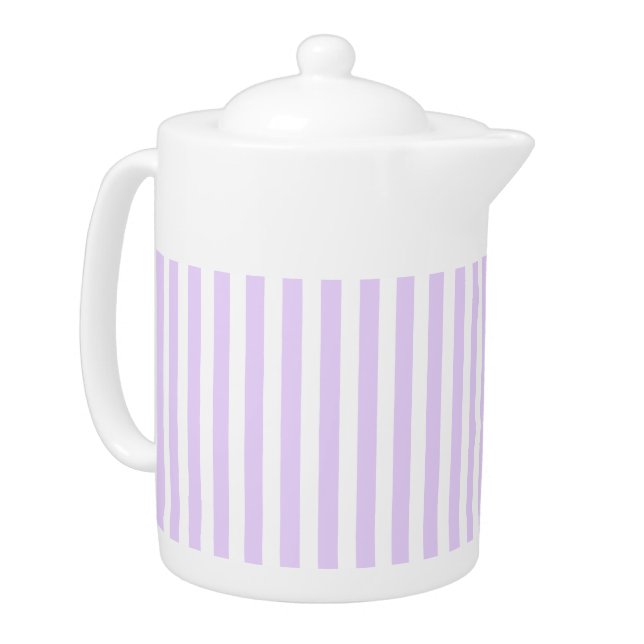 Lilac purple and white candy stripes teapot (Left)