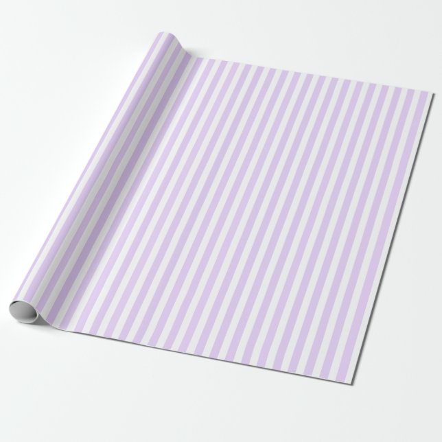 Lilac purple and white candy stripes wrapping paper (Unrolled)