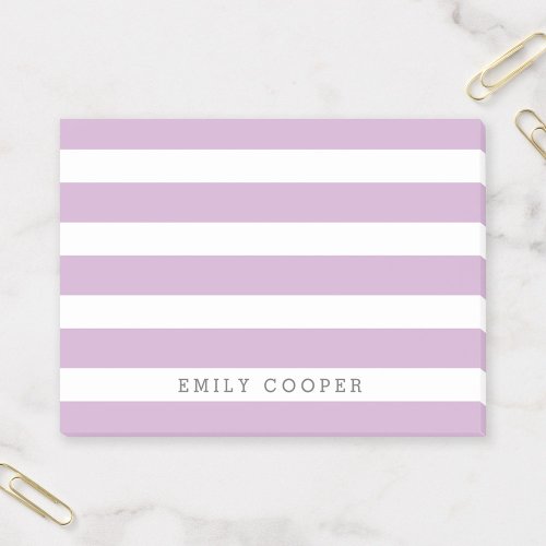 Lilac Purple and White Classic Stripes Monogram Post_it Notes