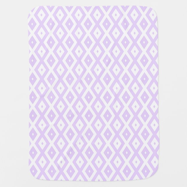 Lilac purple and white diamond pattern baby blanket (Front)