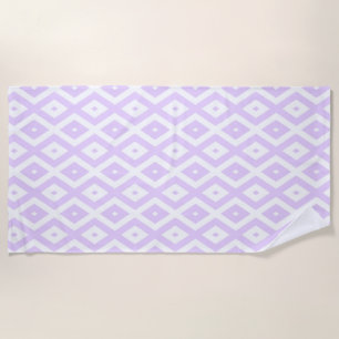 Lilac purple and white diamond pattern beach towel