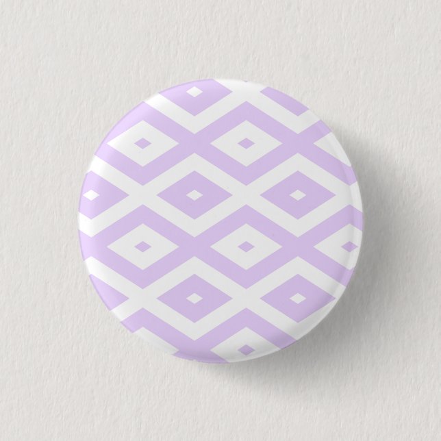 Lilac purple and white diamond pattern button (Front)