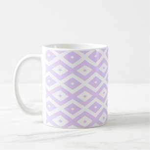 Lilac purple and white diamond pattern coffee mug
