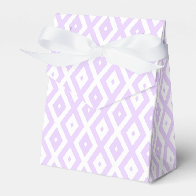 Lilac purple and white diamond pattern favor boxes (Front Side)