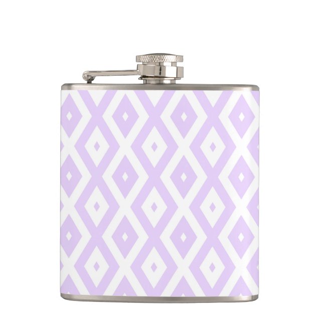 Lilac purple and white diamond pattern flask (Front)