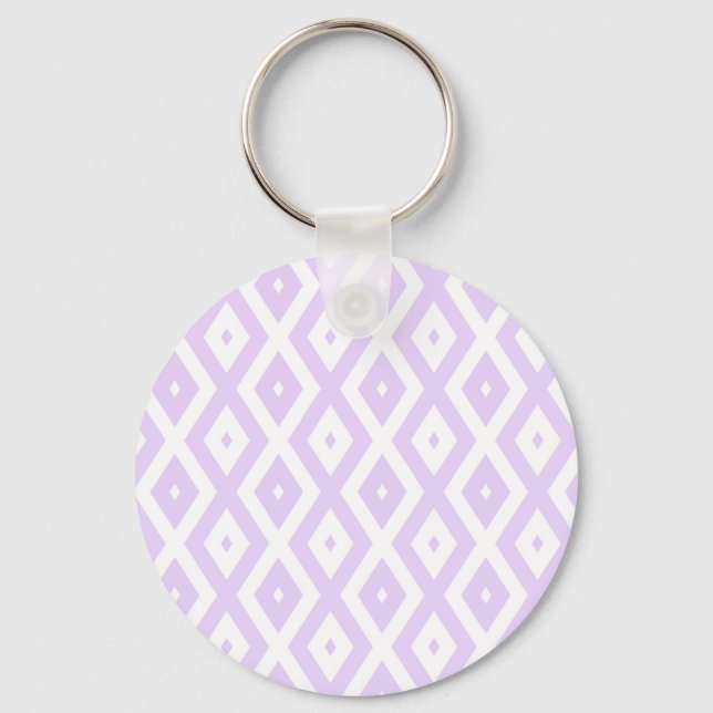 Lilac purple and white diamond pattern keychain (Front)