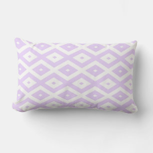 Lilac purple and white diamond pattern lumbar pillow