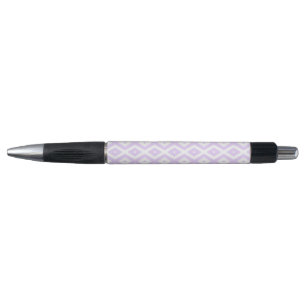 Lilac purple and white diamond pattern pen