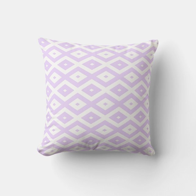 Lilac purple and white diamond pattern throw pillow (Front)