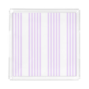 Lilac purple and white five stripes pattern acrylic tray