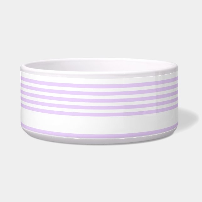 Lilac purple and white five stripes pattern bowl (Front)