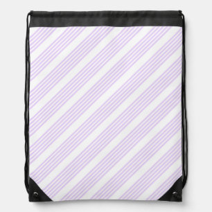 Lilac purple and white five stripes pattern drawstring bag