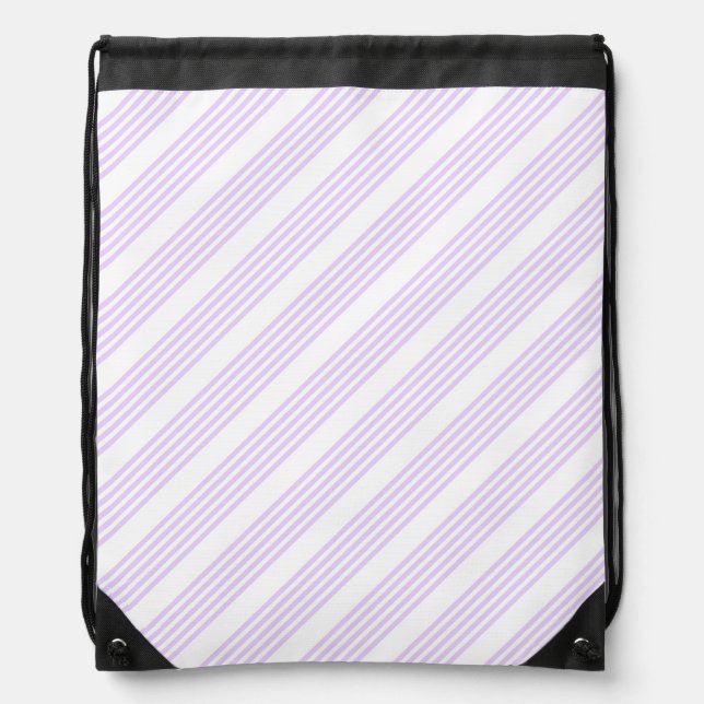 Lilac purple and white five stripes pattern drawstring bag (Front)