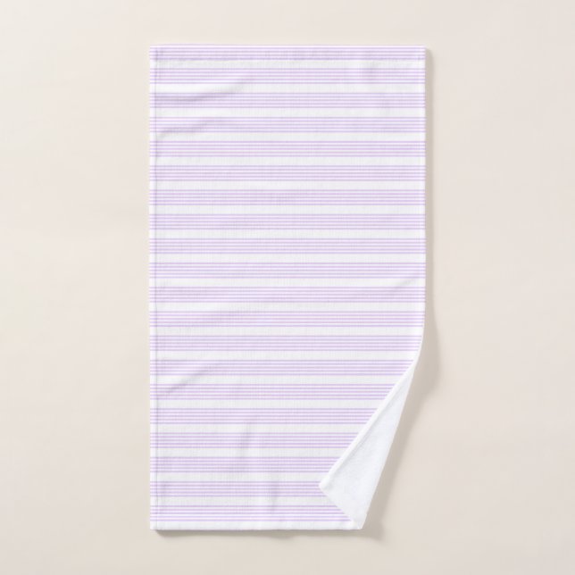Lilac purple and white five stripes pattern hand towel  (Hand Towel)