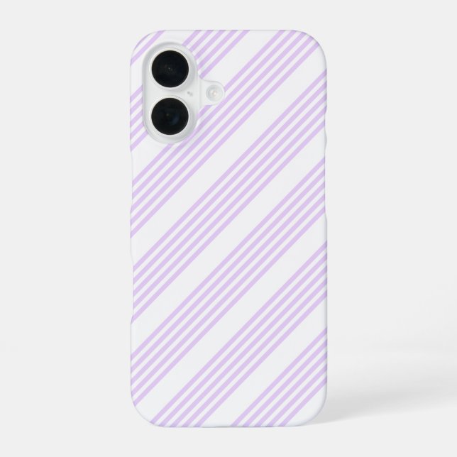 Lilac purple and white five stripes pattern iPhone case (Back)