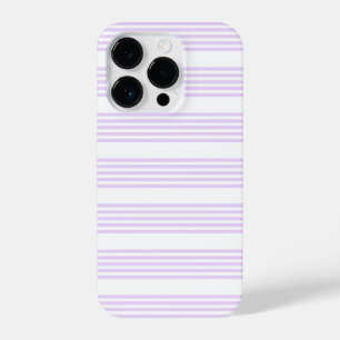 Lilac purple and white five stripes pattern iPhone 14 pro case