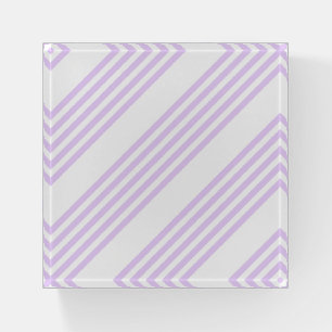 Lilac purple and white five stripes pattern paperweight