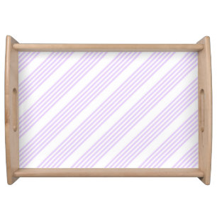Lilac purple and white five stripes pattern serving tray