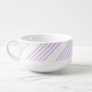 Lilac purple and white five stripes pattern soup mug