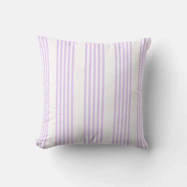 Lilac purple and white five stripes pattern throw pillow (Front)