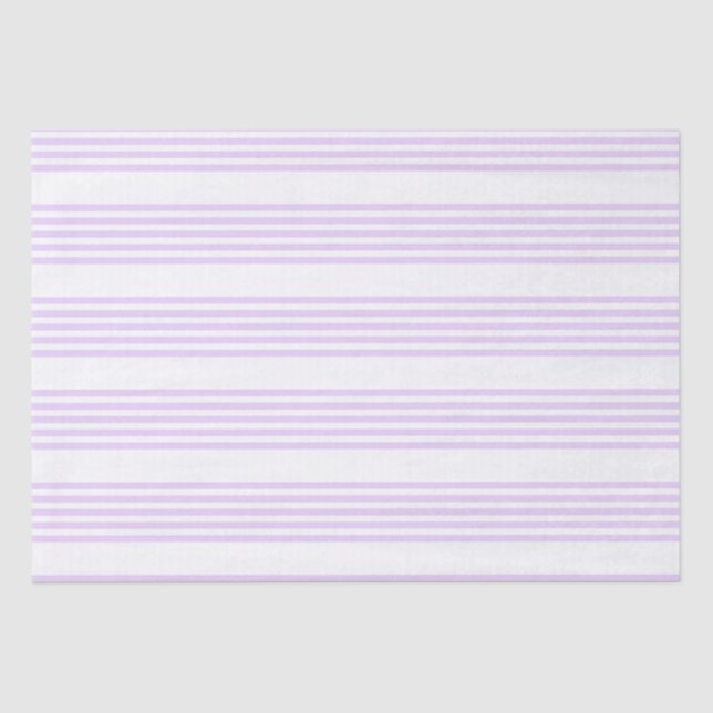 Lilac purple and white five stripes pattern tissue paper (Front)