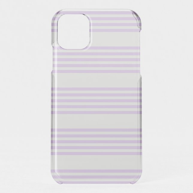 Lilac purple and white five stripes pattern uncommon iPhone case (Back)