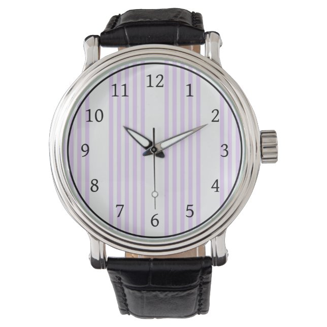 Lilac purple and white five stripes pattern watch (Front)