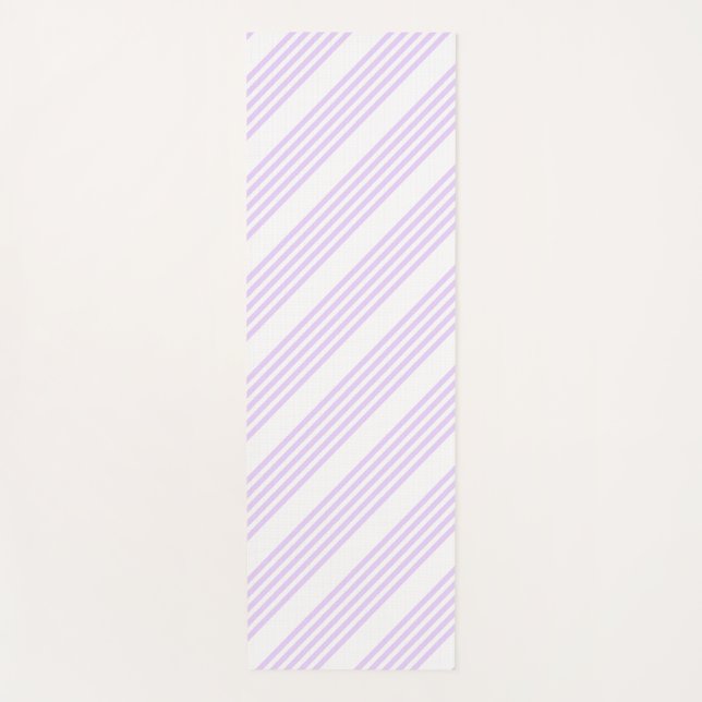 Lilac purple and white five stripes pattern yoga mat (Front)