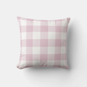 Lilac Purple and White Gingham Pattern Checkered Outdoor Pillow