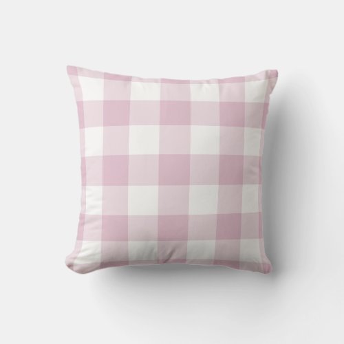 Lilac Purple and White Gingham Pattern Throw Pillow