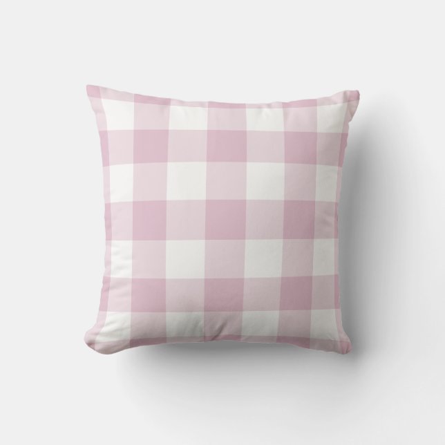 Lilac Purple and White Gingham Pattern Throw Pillow (Front)