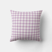 Lilac Purple and White Gingham Throw Pillow (Back)