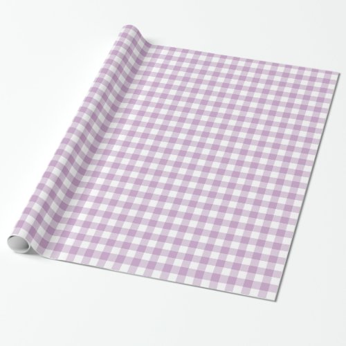 Lilac Purple and White Gingham Wrapping Paper